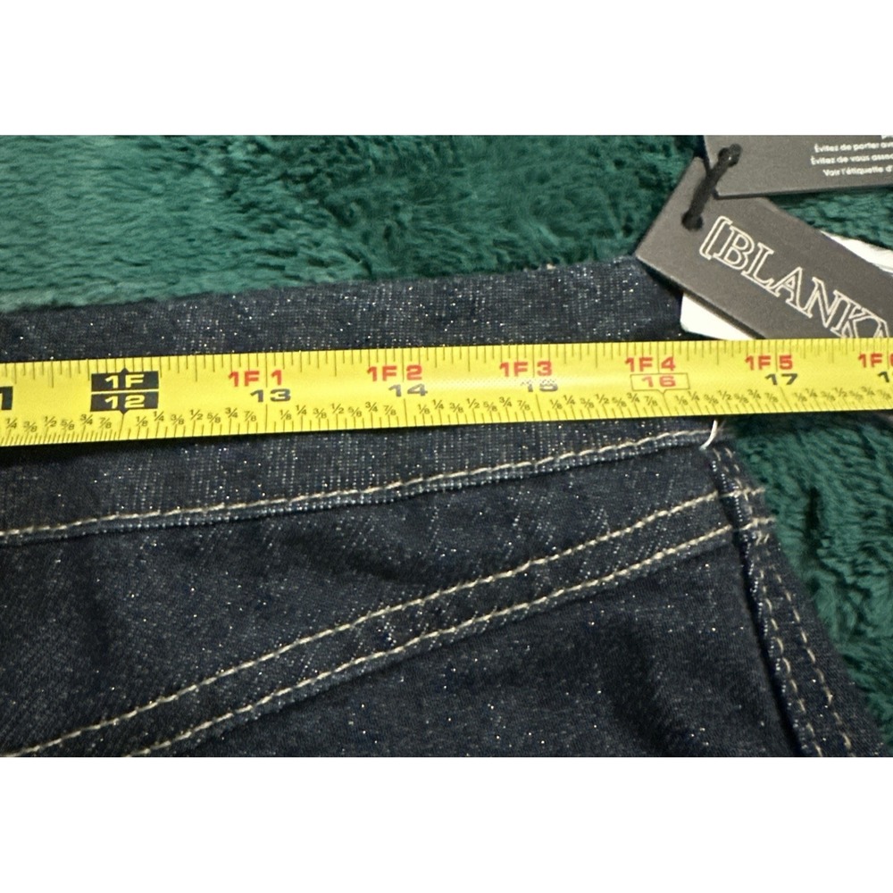 Blank NYC Size 28 Metallic Weave Dark Denim Micro Mini Skirt Gold Glitter - Picture 4 of 10